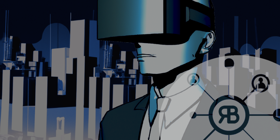 Illustration Métavers et casque de réalité virtuelle logo Richard Bulan