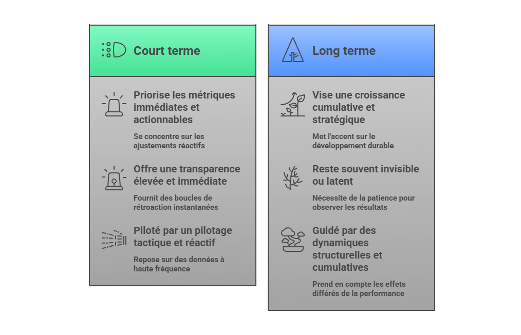 Illustration — Tension entre pilotage court terme et performance cumulative