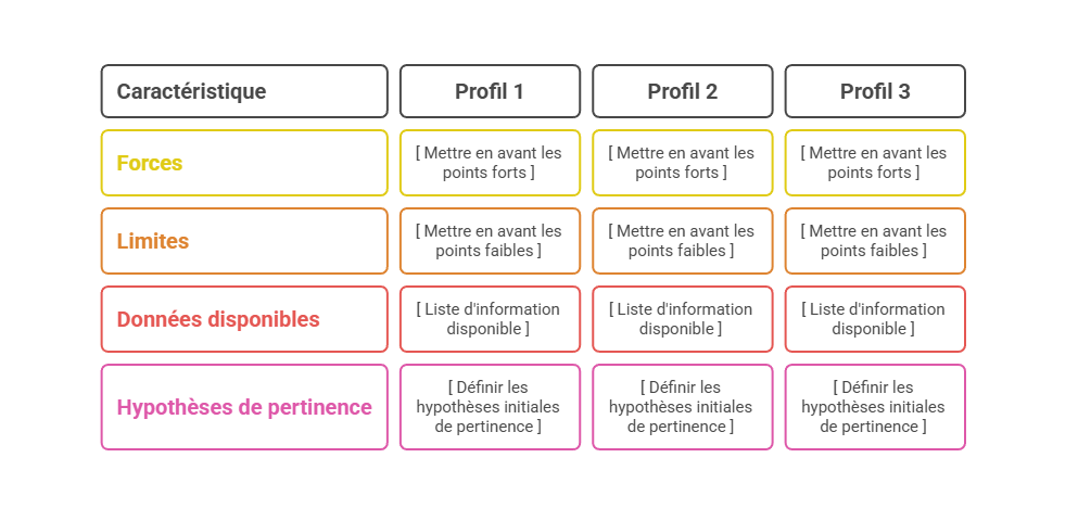 Illustration — Organiser les profils dans un tableau de présélection comparable