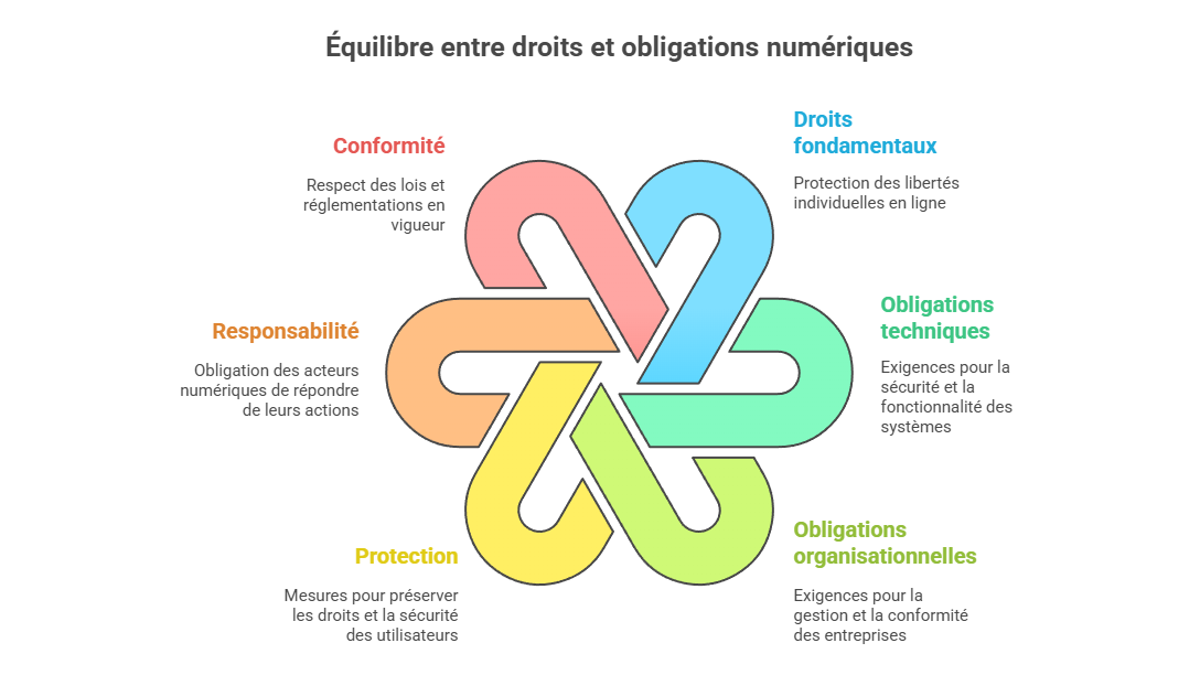 Illustration de l'encadrement des droits et obligations en ligne